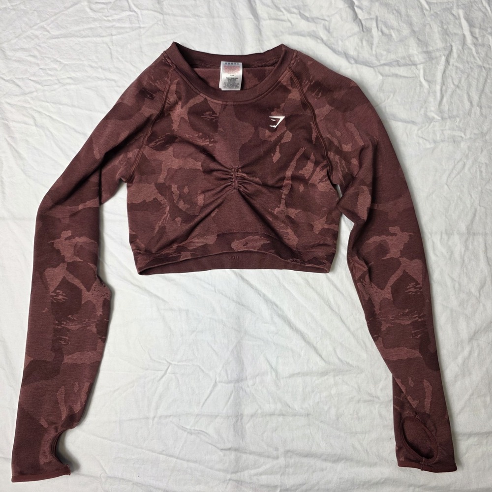 Gymshark women's shirt Adapt Camo Seamless Long Sleeve Crop Top Medium
